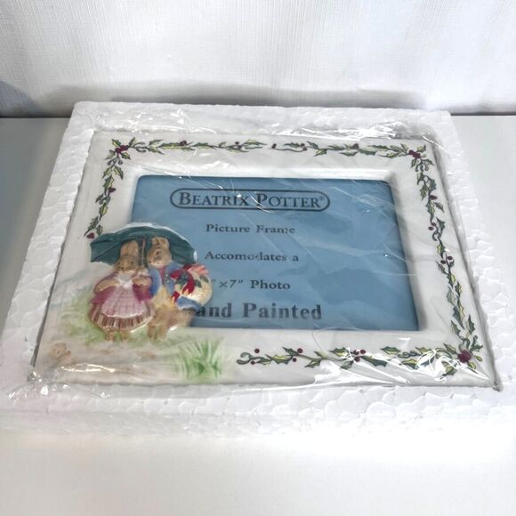Schmid Beatrix Potter NEW Rabbits in the Snow Picture Frame VTG 1989 Christmas - Picture 9 of 9